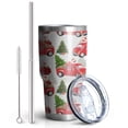 thumbnail image 2 of 30oz Red Christmas Car Pattern Tumblers Stainless Steel Tumbler with Lid and Straw,Vacuum Insulated Double Wall Travel Tumbler Cups Mug with Cleaning Brush for Coffee,Tea, 2 of 7