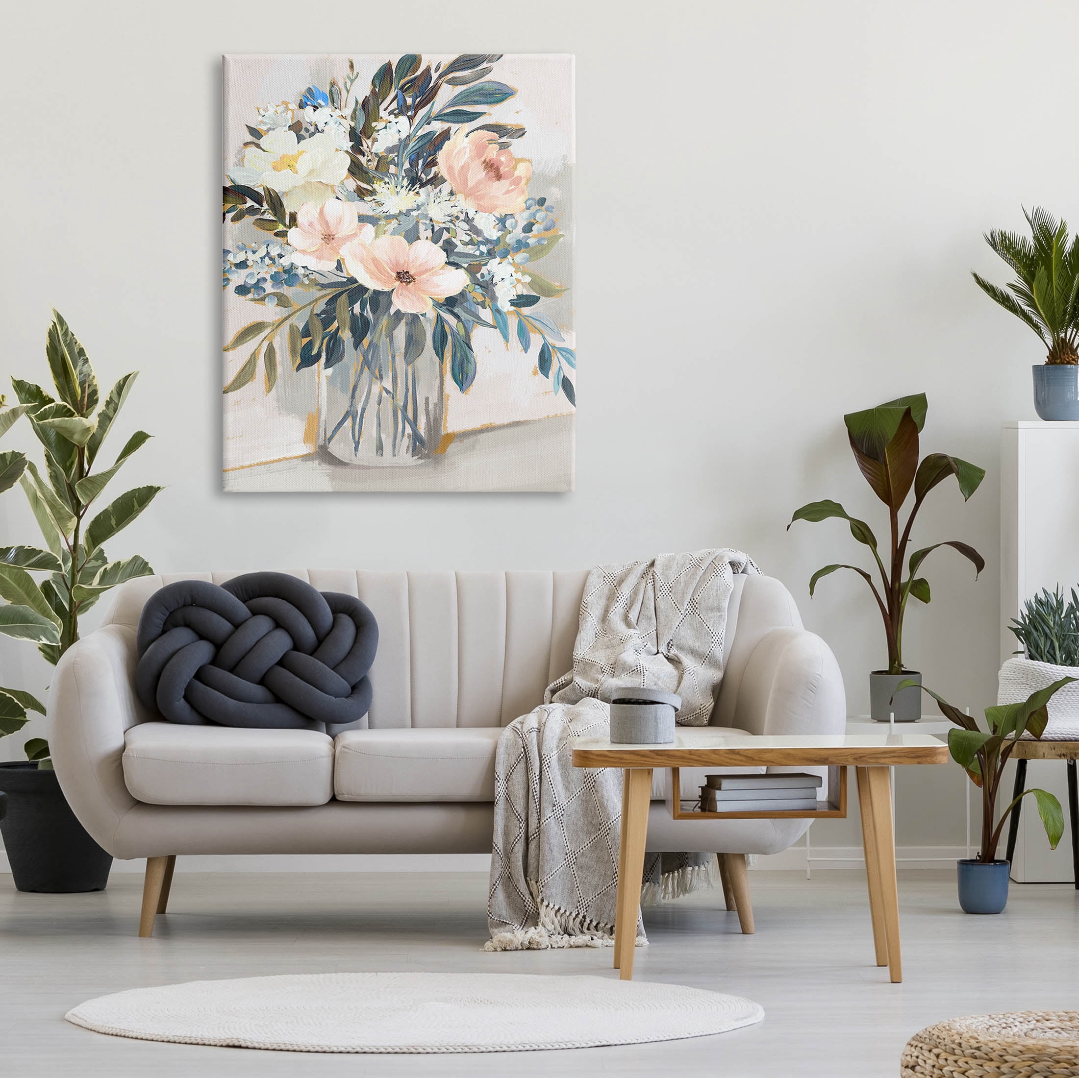 Stupell Industries Pink Overflowing Floral Bouquet Painting Gallery Wrapped Canvas Print Wall Art, Design by Nina Blue