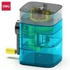 Deli Manual Pencil Sharpener Hand Crank Pencil Sharpener Hand Held, Blue