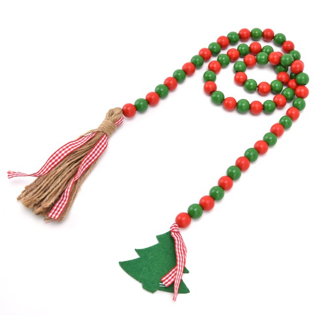 Guirnalda De Cuentas De Madera, Adorno De Cuentas De Madera, Decoración Duradera Para Festivales, Multifuncional Para El Hogar, Para Maceta, Para Portavelas Fyydes rojo+verde