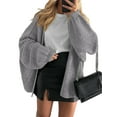 thumbnail image 2 of Women'S Oversized Cardigan Sweaters Fall Long Lantern Sleeve Knit Open Front Sweater Grey L, 2 of 10