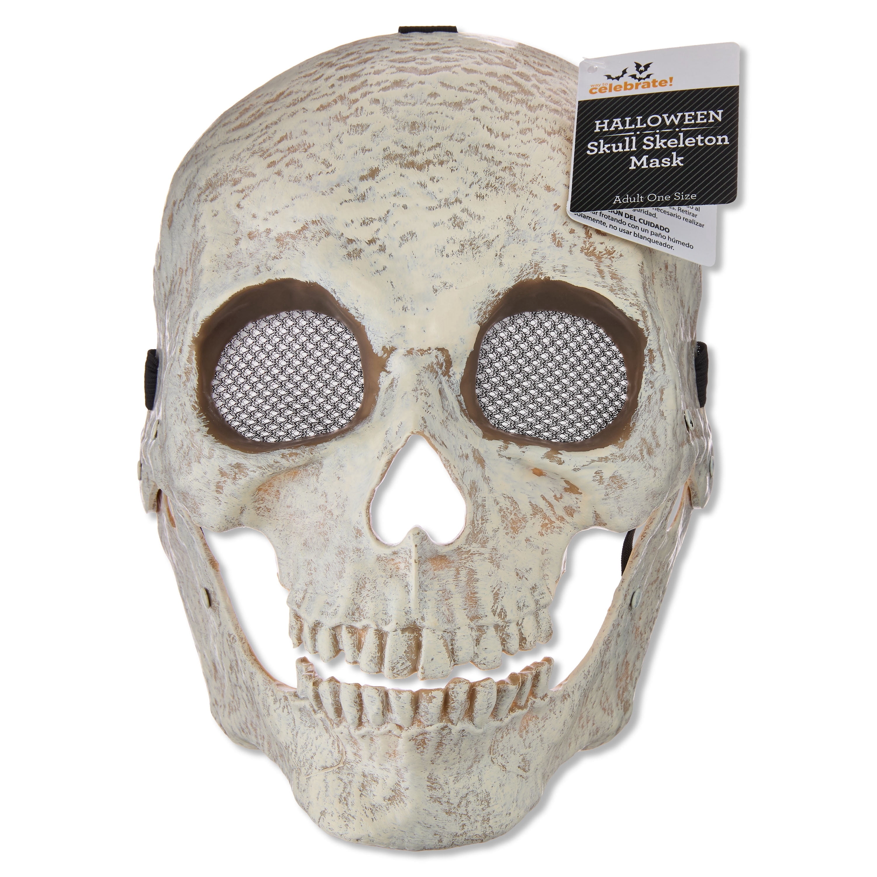Skull Skeleton Mask Costume Accessory for Adults, Beige, Halloween by Way To Celebrate