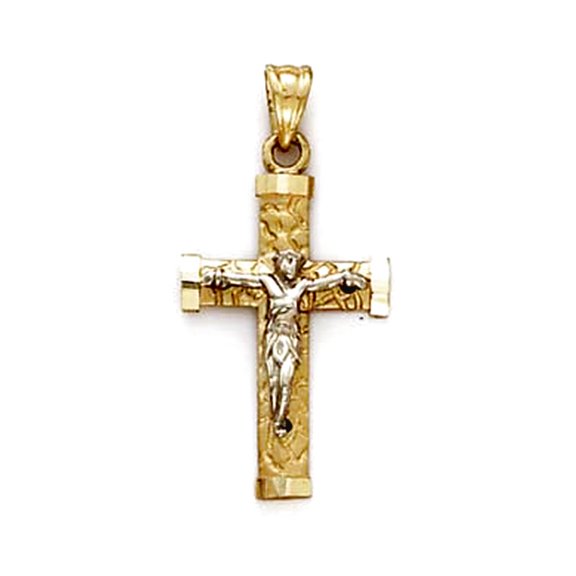 14k Two Tone Gold Crucifix Pendant Necklace Pendant for Women - 2.1 Grams