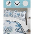 thumbnail image 4 of Quilts Twin Size Bedding Set, Blue Coastal Lightweight Quilted Comforter, Summer Retro Ocean Sea Corals Starfish Shells Soft Reversible Bedspread Coverlet with Pillow Covers for All Season, 68" x 86", 4 of 7