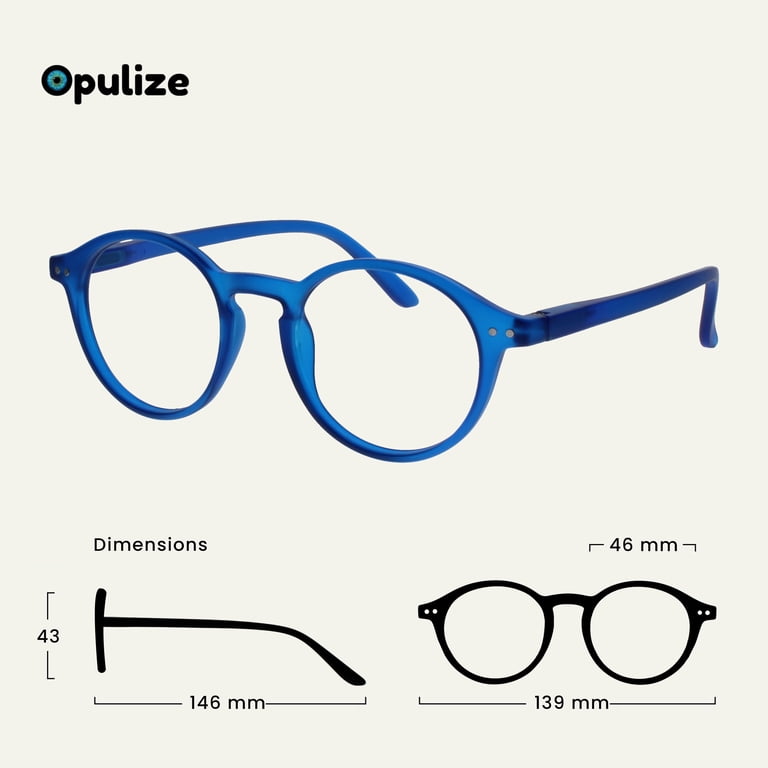 OPULIZE MET Blue Light Blocking Reading Glasses - Slim Round Frame, Spring Hinges, Scratch Resistant
