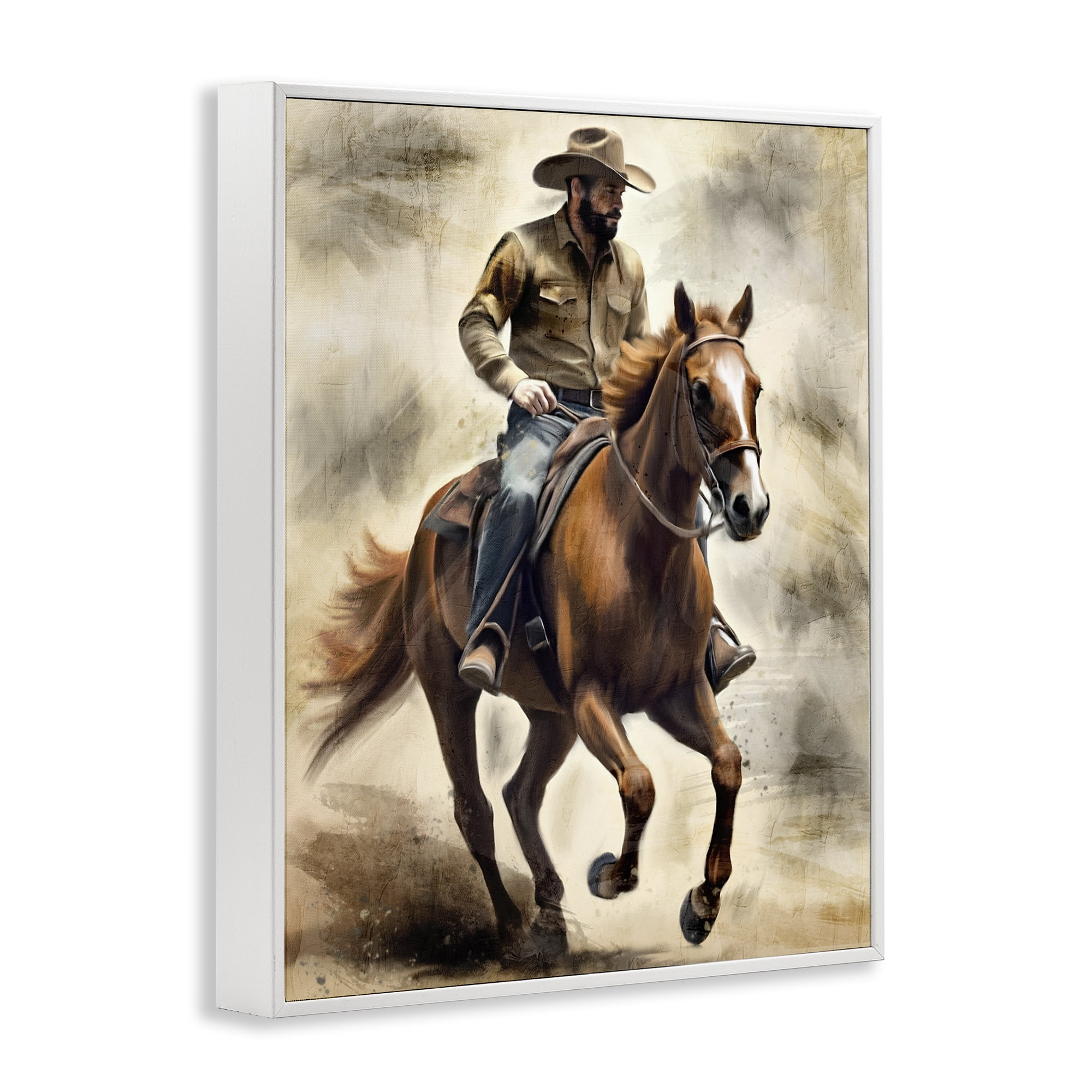 Stupell Industries Gallop Horse & Cowboy White Framed Giclee Art, design by Kim Allen