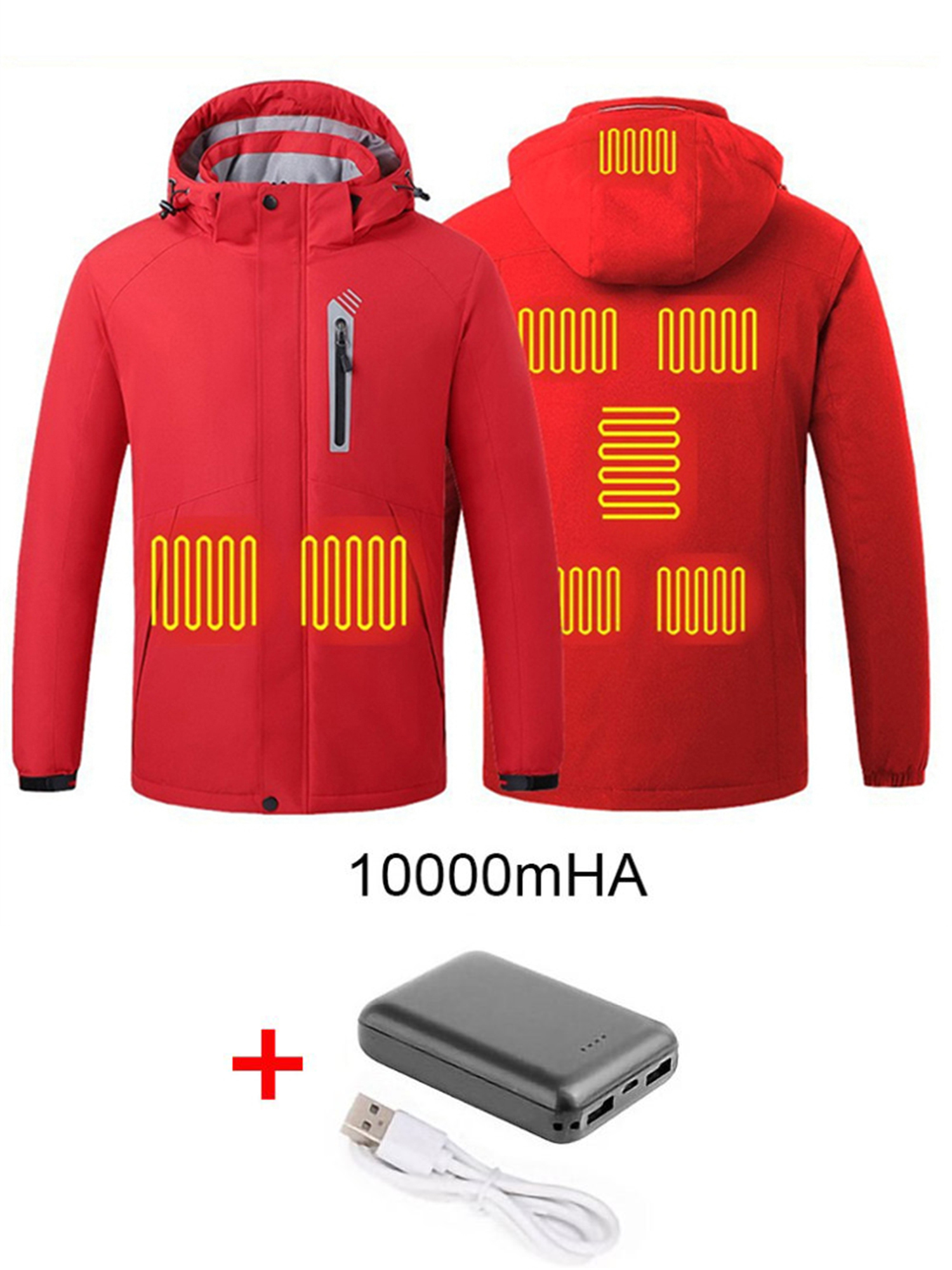 UKAP Mens Electric Heated Jacket with Detachable Hood (Battery Included) Washable Unisex Winter Body Warmer Women Heating Coat Clothing - image 1 of 3