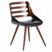 New Pacific Direct Shelton 18.5" PU Leather Chair in Black/Walnut