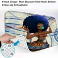 thumbnail image 3 of Black Girl Retro Shower Curtain Sets with Rugs and Toilet Lid Cover Bath Mat, African American Woman Cute Bathroom Sets, 4Pcs Bathroom Accessories Decor Sets (Blue), 3 of 7