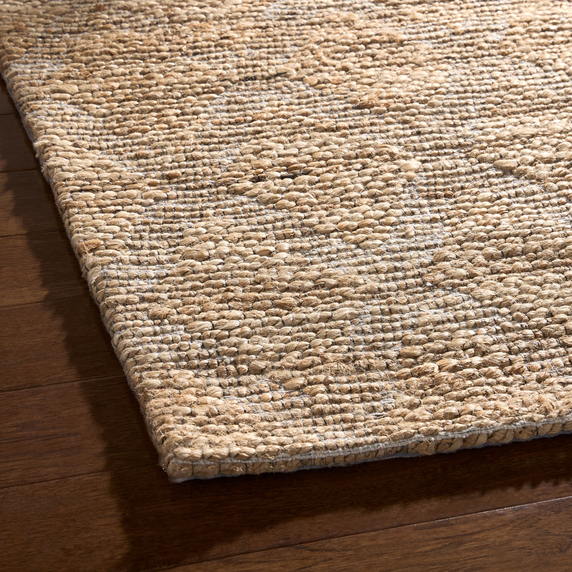 TOWN & COUNTRY TERRA Sol Interwoven Diamond Hand-Knotted Flatwoven 100% Natural Jute Area Rug, Natural/Black, 8'x10'