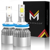 Mega Racer 2 Sided H11 LED Headlight Bulb (2 PACK) - 6000K Bright White 40W 8000LM - Low Beam Replacement Car Bulbs