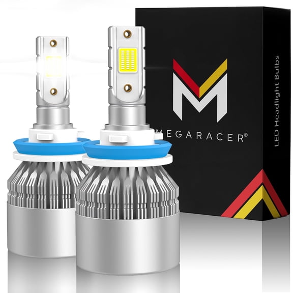 Mega Racer 2 Sided H11 LED Headlight Bulb (2 PACK) - 6000K Bright White 40W 8000LM - Low Beam Replacement Car Bulbs