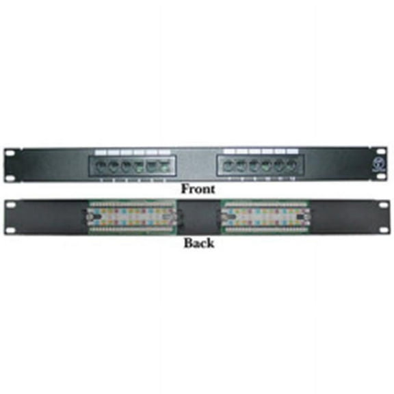 CableWholesale 69BK-06012 Rackmount 12 Port Cat 6 Patch Panel  Horizontal  110 Type  568A  568B Compatible  1U