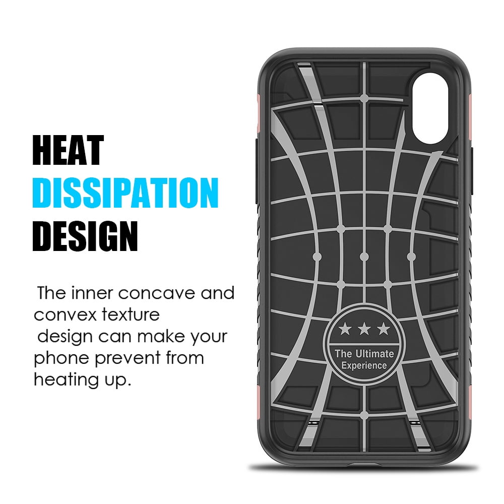 Perfect Fit Hybrid Case for iPhone X Heavy Duty with Built-In Stand and Card Holder