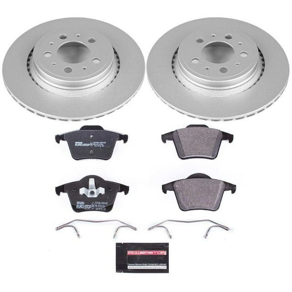 Power Stop Rear Euro-Stop ECE-R90 Certified Brake Pad and Rotor Kit ESK3039 Fits 2008 Volvo XC90