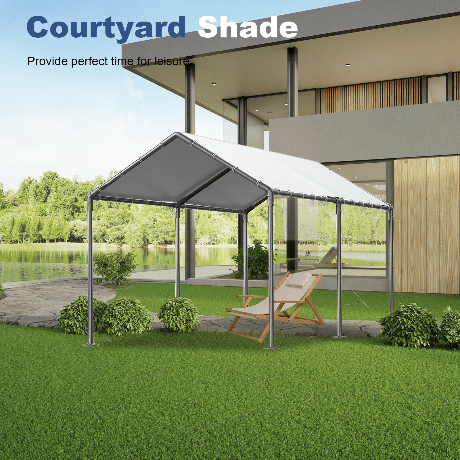 Grezone Carport L20xW10xH9.2Ft Heavy Duty Portable Garage Car Tent All Season UV Resistant Canopy
