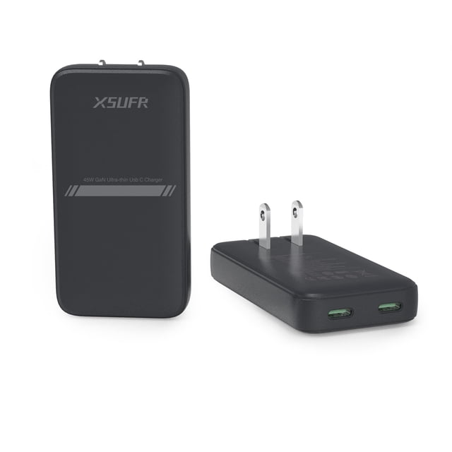 Cargador de pared USB XSUFR 45W PD 3.0 y GaN para ordenadores portátiles negro