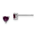 thumbnail image 1 of White Sterling Silver Earring Stud (06) June Women'S Rhodolite Garnet Heart Purple 4.5 mm, 1 of 2