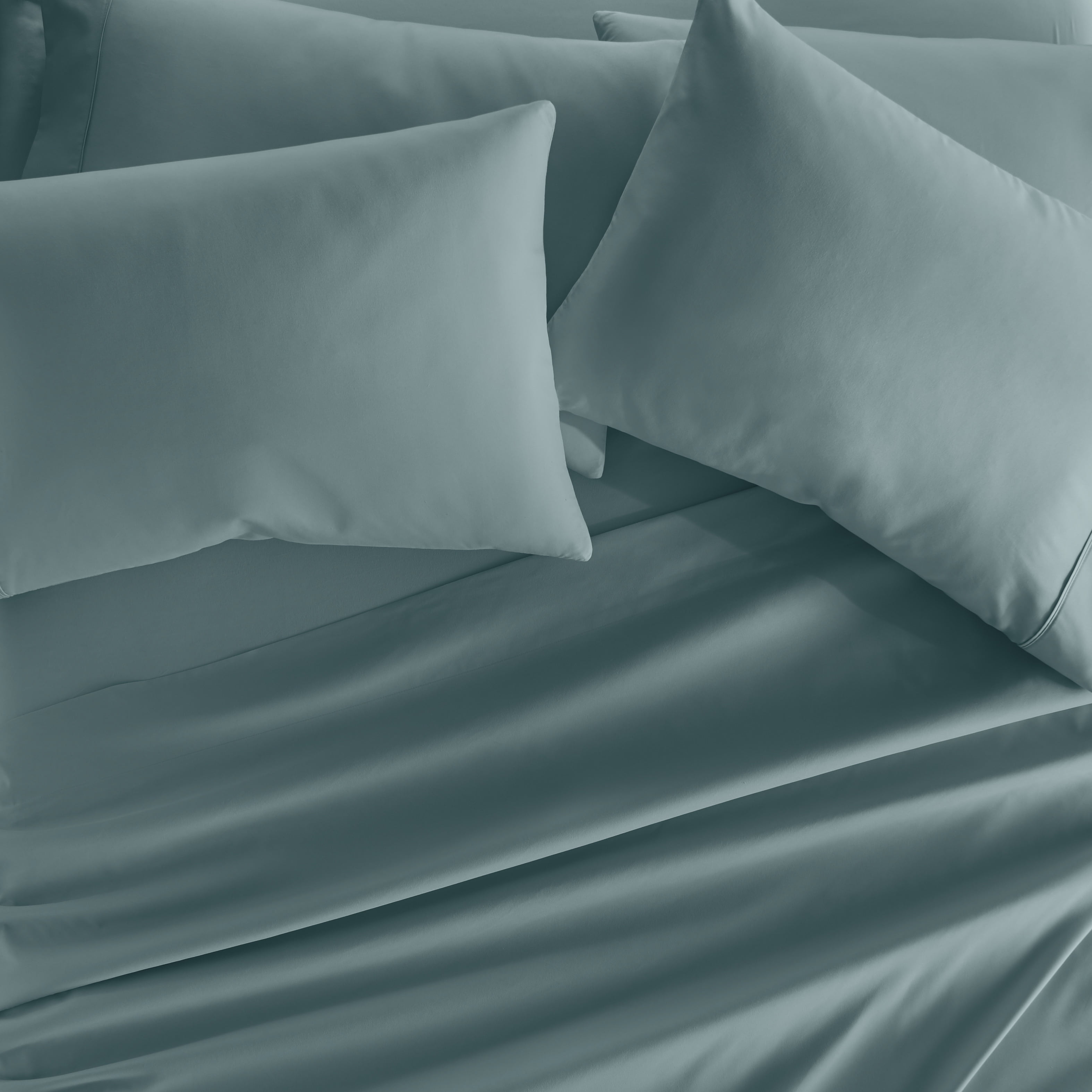 King, Ocean Solid Microfiber 6 Piece Bed Sheet Set, by Noble Linens