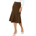 thumbnail image 4 of INSPIRE CHIC High Waisted Flared Skirts for Women's 1950s Solid Color Business Casual Midi Skirt M Brown, 4 of 6