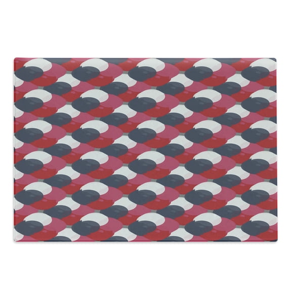 Modern Cutting Board, Ornate Abstract Circular Shapes Pattern with Pastel Colors on a Grey Background, Decorative Tempered Glass Cutting and Serving Board, Large Size, Multicolor, by Ambesonne