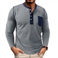 thumbnail image 1 of Camisetas Henley de Larga Raglán para Hombre, Informales, Ajustadas y A . Gris M, 1 of 6