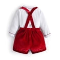 thumbnail image 2 of YiZYiF Baby Boys Gentleman Suit Tuxedo Outfit Button Down Shirt with Velvet Suspenders Shorts Bowtie Set, 2 of 7