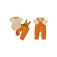thumbnail image 2 of Gzhioc Infant Baby Boys Easter Summer Outfit 0 3 6 12 18 Months Short Sleeve Striped Romper with Bunny/Carrot Print Overall Pants Outfit, 2 of 9