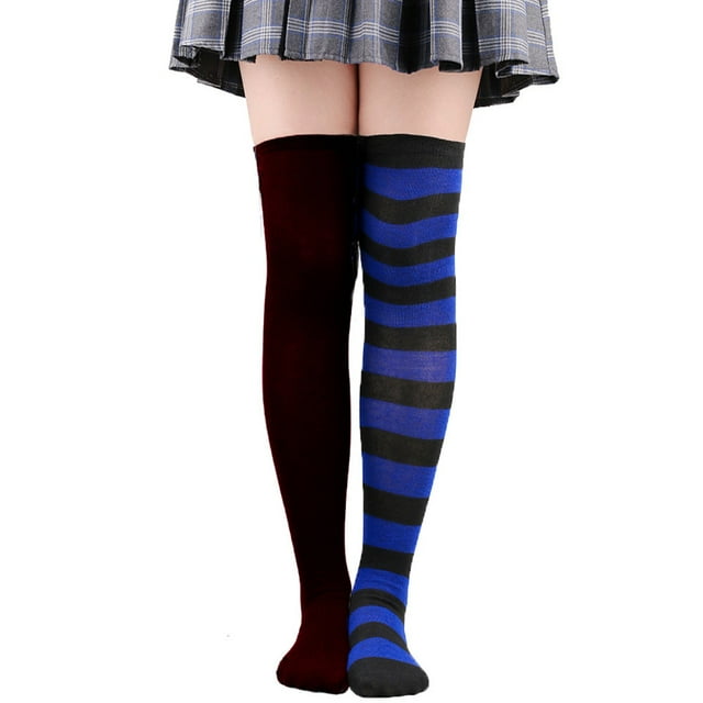 Womens Long Socks Color Matching Striped Thigh High Socks Over The Knee Socks Festival Christmas