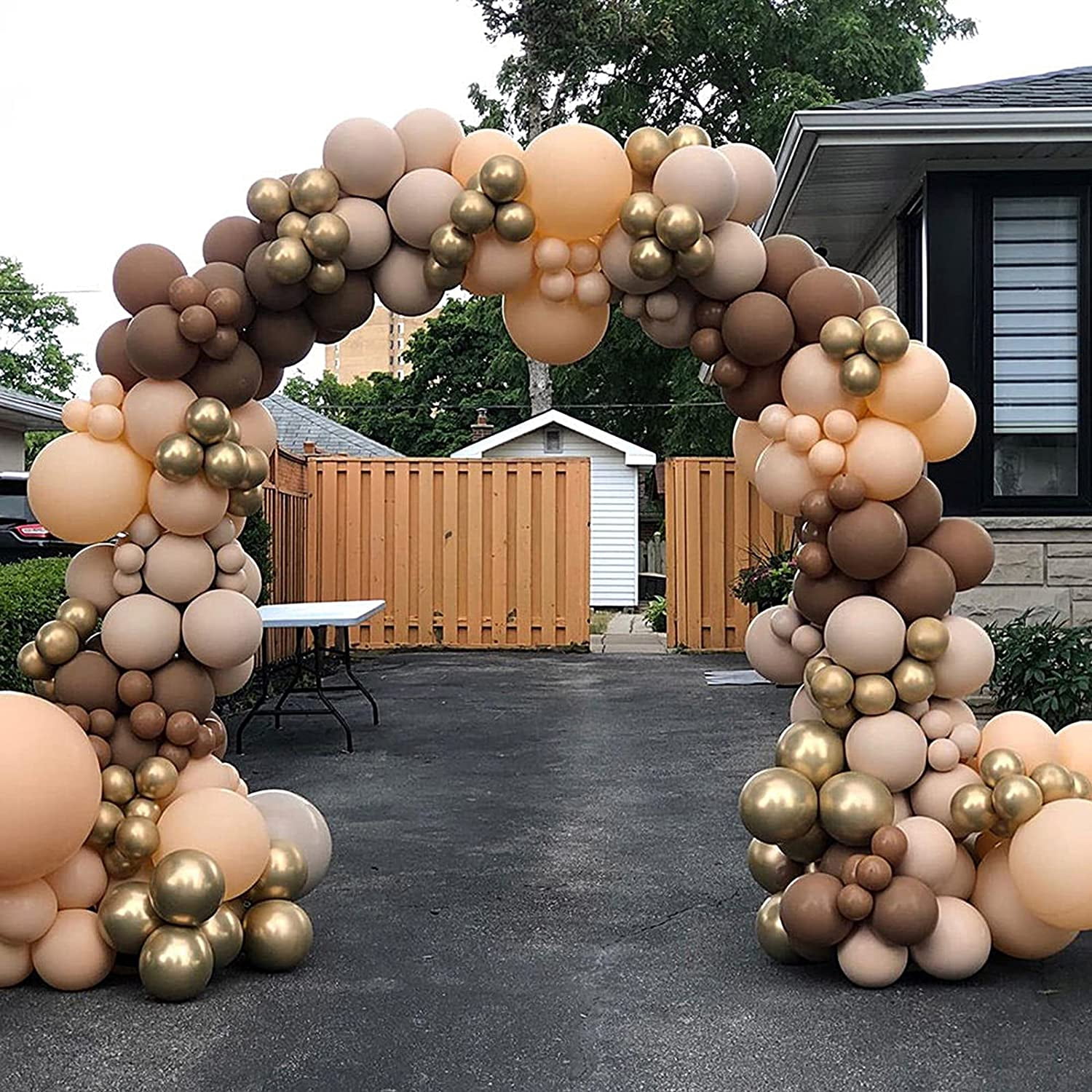 Party Balloons, Garland Arch Kit 16Ft, Macaron Latex Balloons Leaves for Baby Shower, Wedding, Birthday or Any Party Decorations (114pcs Coffee Brown Set)