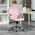 thumbnail image 2 of Vinsetto Velvet Office Chair, Button Tufted Desk Chair with Armrests, Pink, 2 of 8