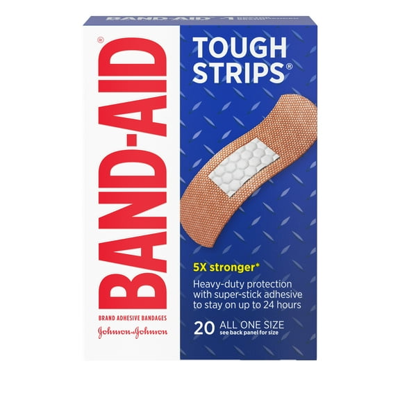 Band-Aid Brand Tough Strips Durable Adhesive Bandage, One Size, 20 Count