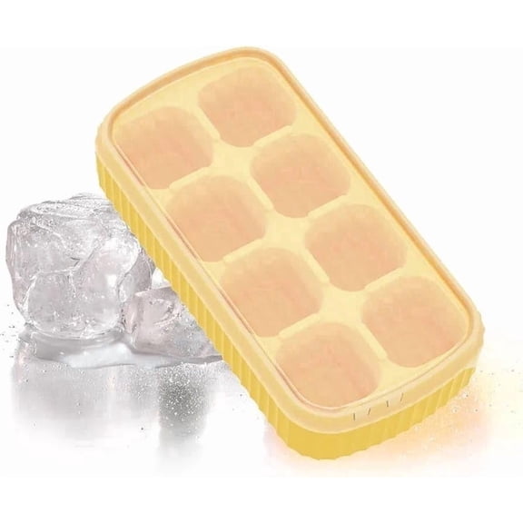 Abbex- Ice Cube Tray with Lid (Pack of 3) Multicolor Plastic Ice Mold for Freezer & Drinks
