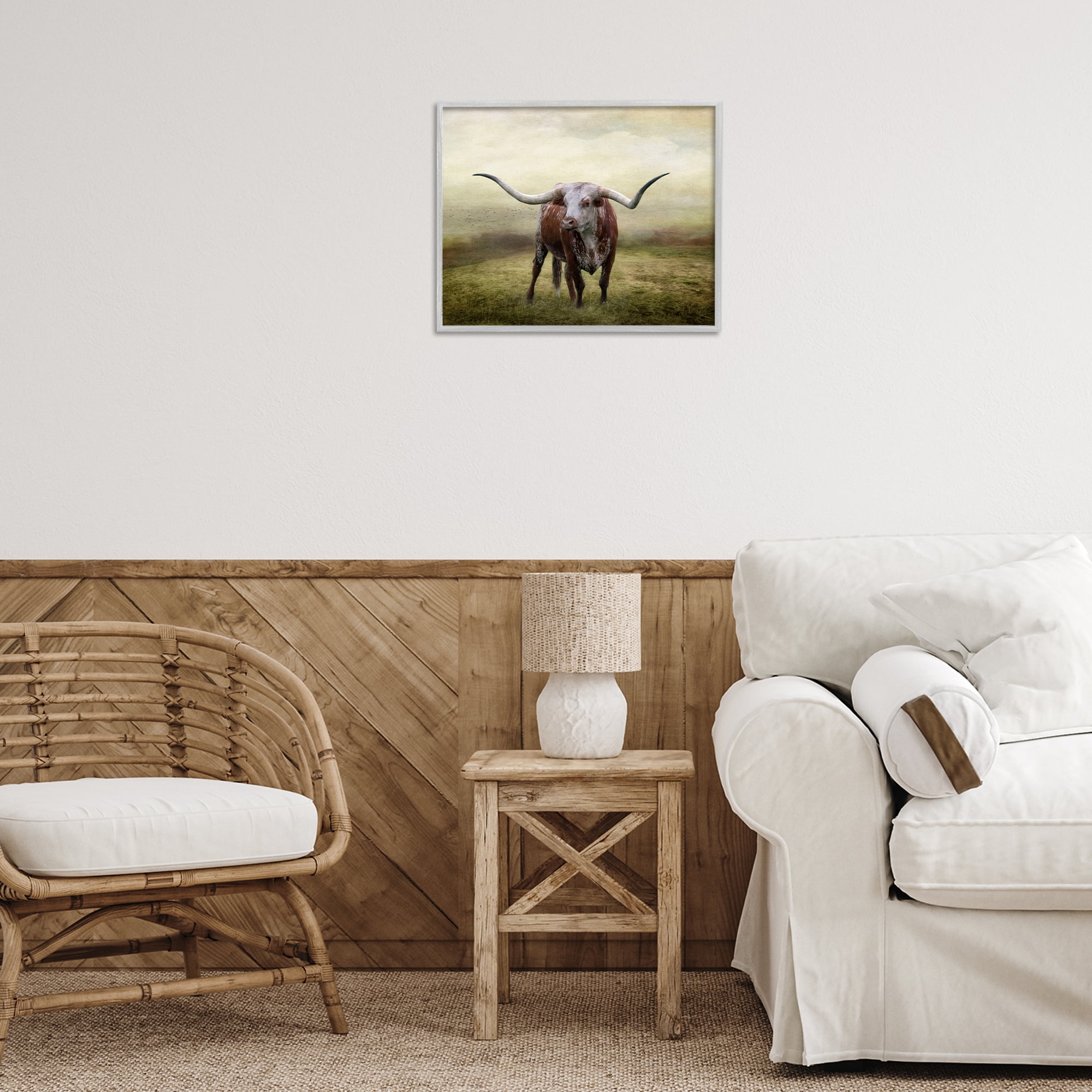 Stupell Industries Pride Of The Longhorn Animals & Insects Photography Gray Framed Art Print Wall Art, 20 x 16