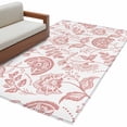thumbnail image 2 of 3'x5' Area Rugs, Coral Red Farmhouse Indoor Outdoor Area Rug for Living Room Bedroom, Floral Floral Plant Leaf Vintage Spring Washable Bathroom Rugs Kitchen Floor Carpet Mats Home Decor Aesthetic, 2 of 8