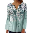 thumbnail image 2 of EchfiProm Womens Fall Tops Long Sleeve Loose Shirts Floral Graphic Blouse Pleated for Ladies, 2 of 5