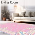 thumbnail image 2 of ODIKA 6'x9' Machine Washable Non-Slip Area Rug, Victorian Lace Snowfall Tree Skirt Ornate Vintage Holiday Style High Traffic Rug with Pad, Pink, 740784, 2 of 8