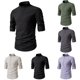 thumbnail image 4 of Men Brawny Slim Fit Casual Shirt Button Long Sleeves Striped Shirts Stand Collar, 4 of 8