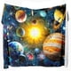 thumbnail image 4 of Manta de franela con estampado 3d para niños, Sistema Solar, planetas del espacio exterior con tema de galaxia, adecuada para sofá y cama, 4 of 4