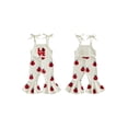 thumbnail image 2 of BemeyourBBs Toddler Baby Girls Valentines Day Outfit Ladybug Romper Overalls Love Letter Spaghetti Strap Tie Shoulder Jumpsuit Bell Bottoms Flare Pants, 2 of 9