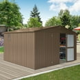 thumbnail image 4 of Donext Backyard Storage Shed 11'x 9' with Galvanized Steel Frame & Windows, Outdoor Garden Shed Metal Utility Tool Storage Room with Lockable Door for Patio, Brown, 4 of 5