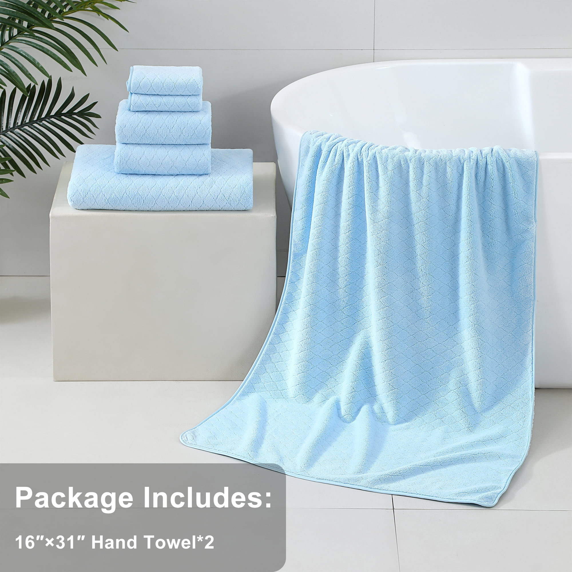 Jessy Home 2 Piece Blue Hand Towels Set Pattern Hand Towel Set