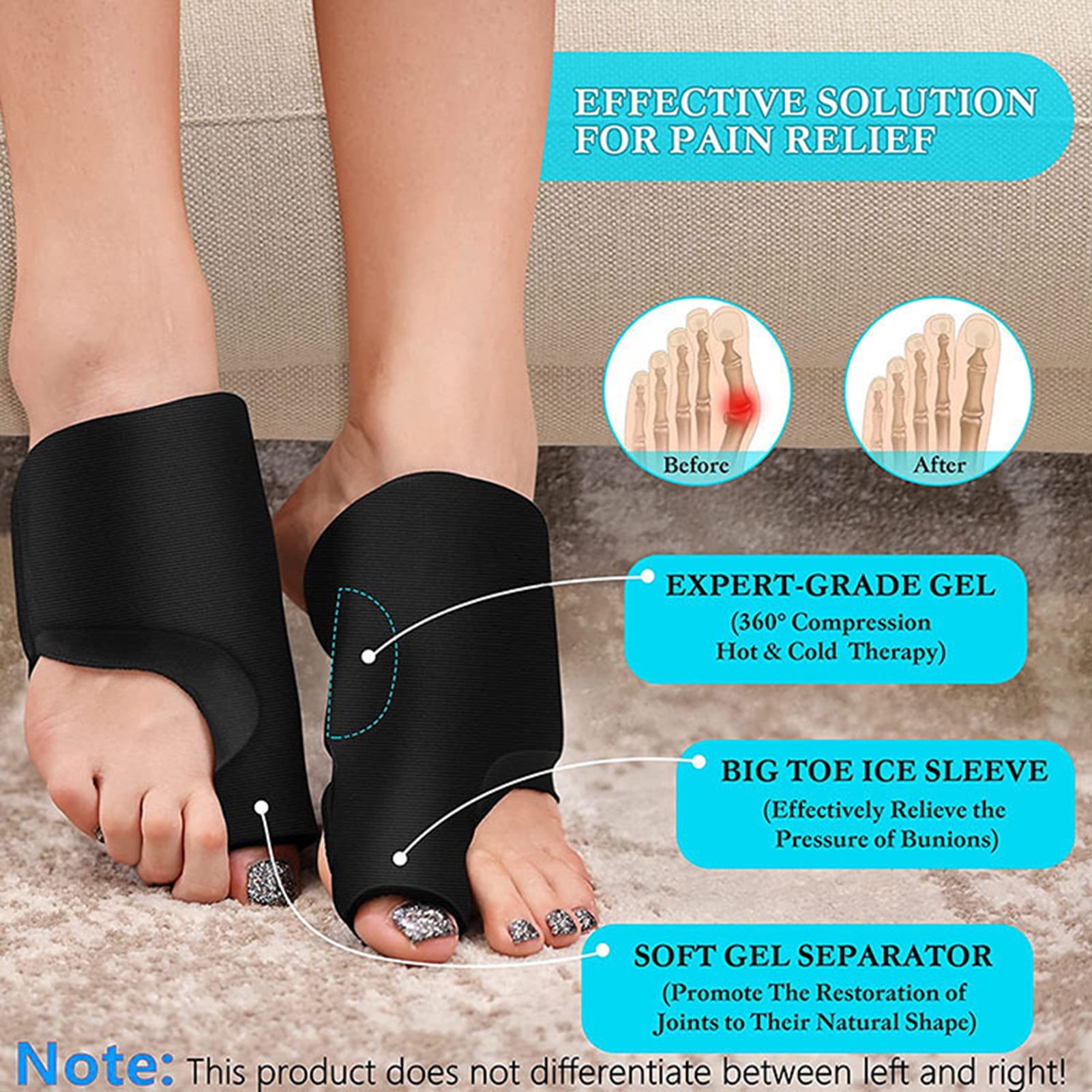 Foot Toe Ice Pack Wrap Reusable Bunion Surgery Plantar Fasciitis Hallux Valgus Swelling Injuries Pain Relief Gel Hot Cold Compress Therapy Pack