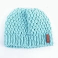 thumbnail image 2 of Gorra de Cola de Caballo para Mujer, Invierno, Cálido, Suave, Elástico, de Punto de Cable, Alto Desordenado, con Gorra con Lazo para Camisola - Azul Baoblaze Gorro con cola de caballo, 2 of 5