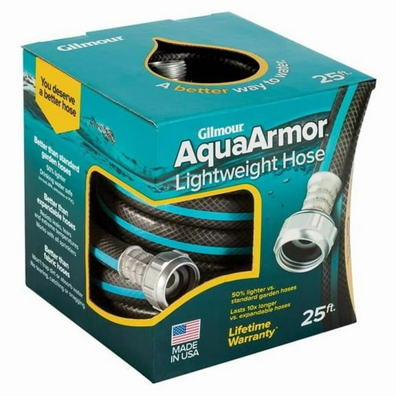 0.5 in. dia. x 25 ft. Gilmour AquaArmor Plastic Garden Hose, Black