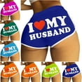 thumbnail image 6 of Lovskoo I Love My Husband Booty Shorts for Women Letter Printed Yoga Sport Workout Hot Pants Elastic Waist Athletic Lounge Shorts Green, 6 of 6