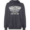 thumbnail image 2 of OXI Hoodie Sweatshirt - Don't Confuse My Personality, Basic Casual Hoodie for Men's and Women Fleece Hoodie Long Sleeve - Charcoal 2X-Large, 2 of 3