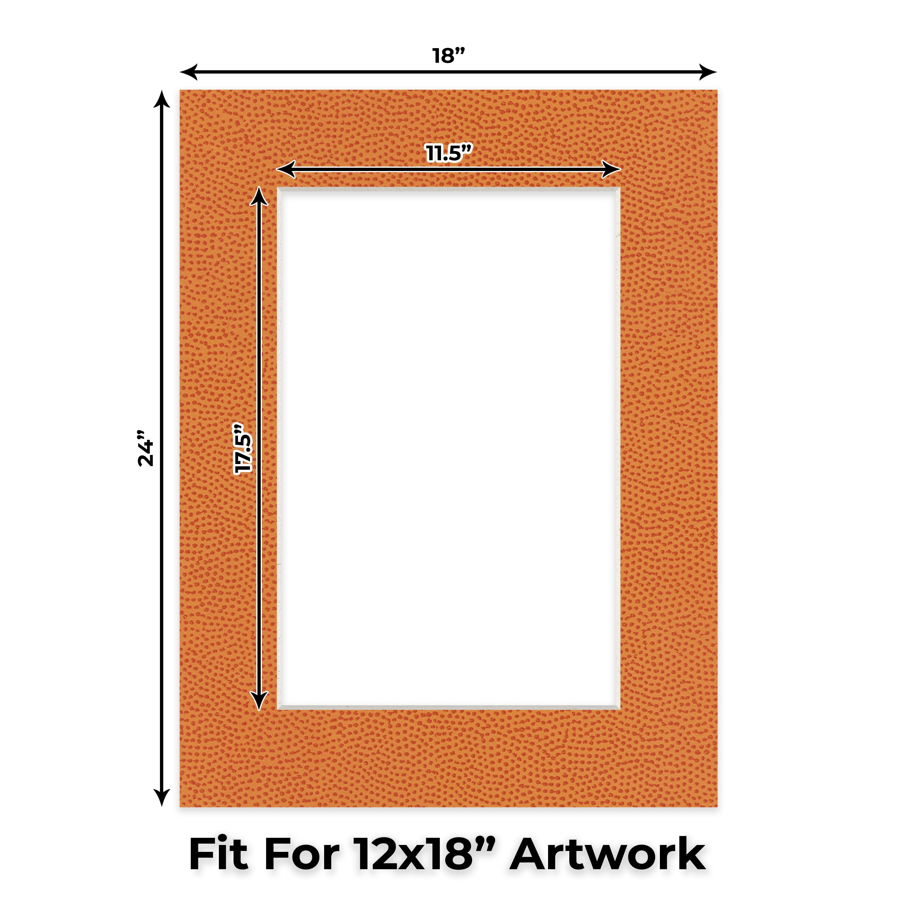 Basketball Texture Picture Frame Mat for 18x24 Frames - Fits 12x18 Photos - 1 Mat
