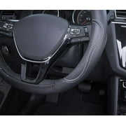 Auto Drive 1Piece Car Steering Wheel Cover Country Leather Black/White - Universal Fit, AD061711B