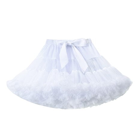Baby Girls Tutu Skirt Princess Fluffy Soft Chiffon Ballet Birthday Party Pettiskirt White XS